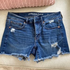 American Eagle Distressed Midi Jean Shorts